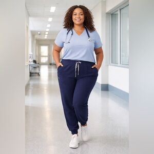 FIGS Scrub Jogger Pants Navy Blue Drawstring Stretch Medical Size 3XL